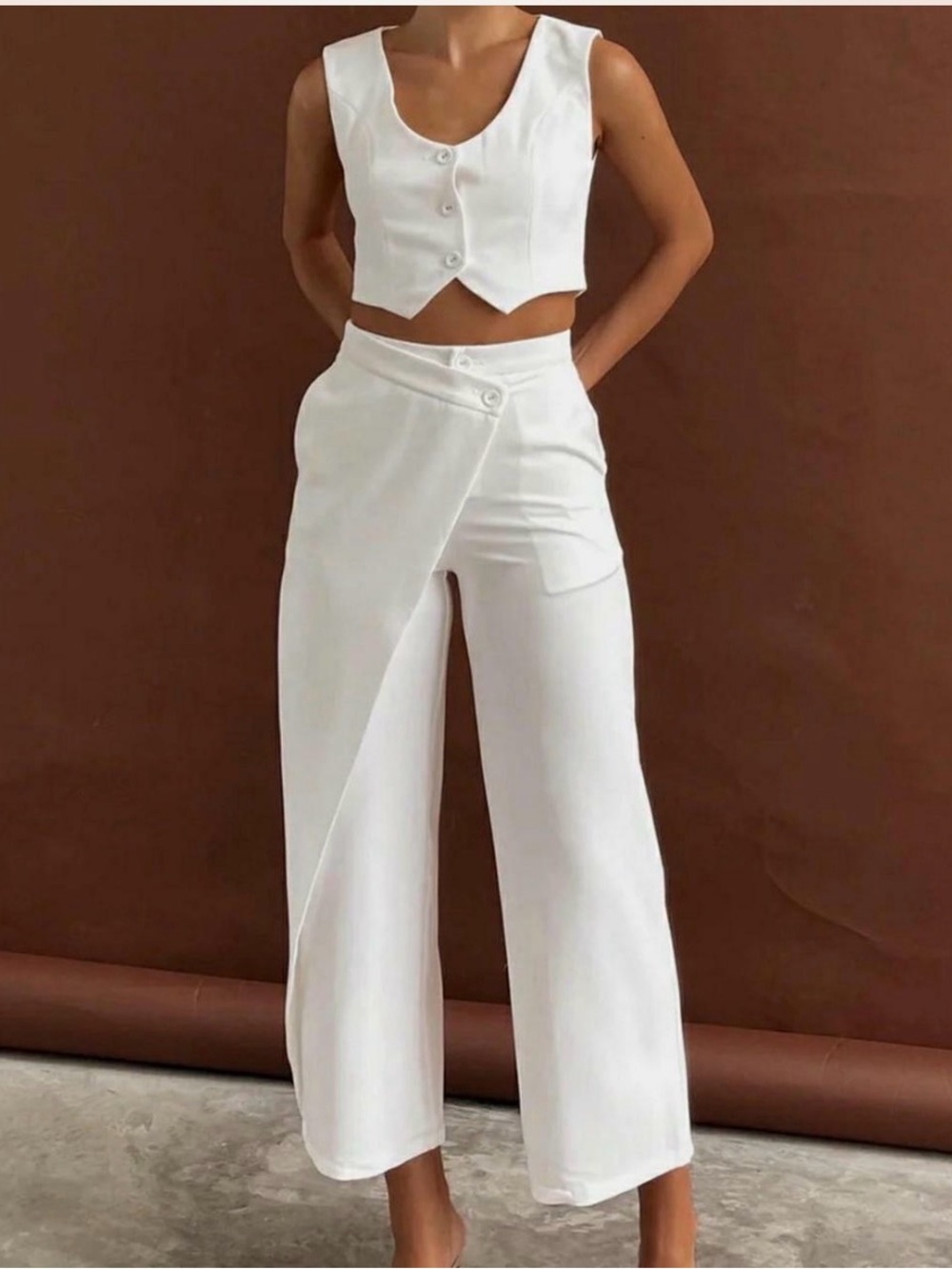 Commense asymmetrical straight leg pants set